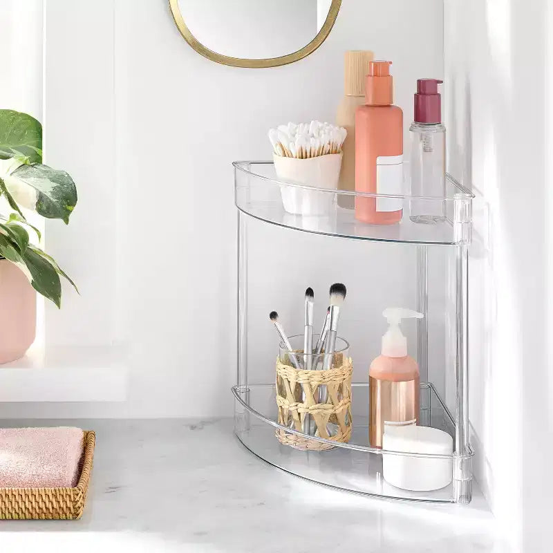Étagère d'angle transparente à 2 niveaux - Brightroom™