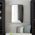 Miroir mural octogonal allongé biseauté 36"x24" argent chaud mat : cadre métallique champagne, aucun assemblage requis