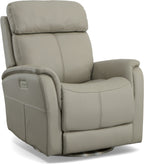 Fauteuil inclinable électrique avec têtière et commande lombaire – Cuir pleine fleur