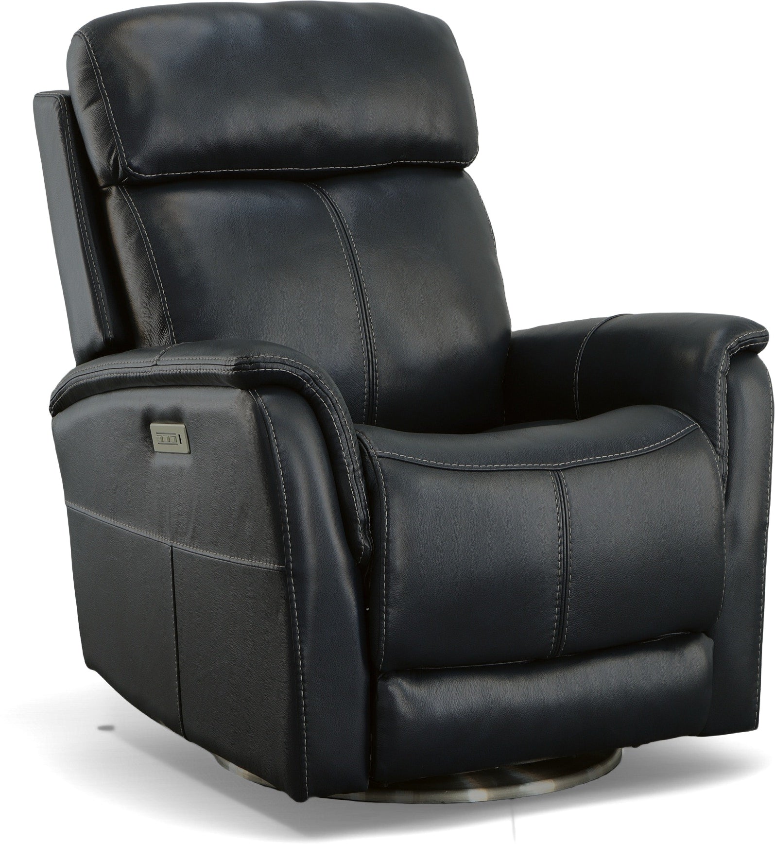 Power Swivel Recliner with Headrest & Lumbar Control – Premium Leather