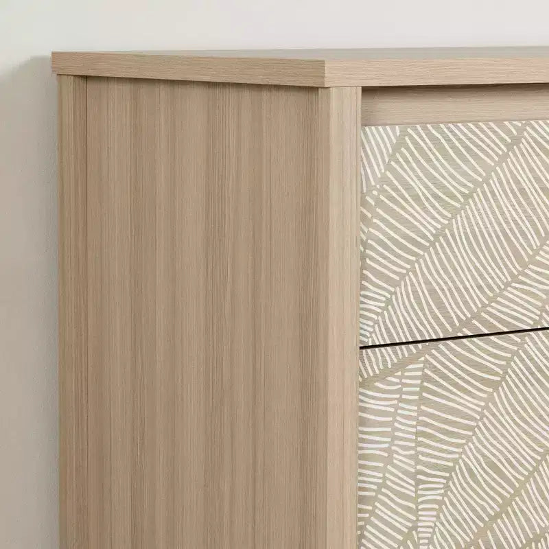 Commode Double en Orme Clair/Blanc : Commode Horizontale à 6 Tiroirs, Quincaillerie Anti-Basculement, Fini Stratifié, Largeur 148,6 cm