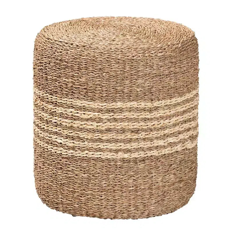 Pouf ottoman Wickham en jonc de mer marron naturel