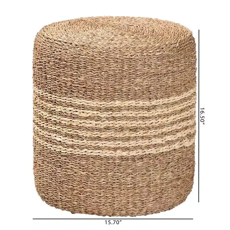 Pouf ottoman Wickham en jonc de mer marron naturel