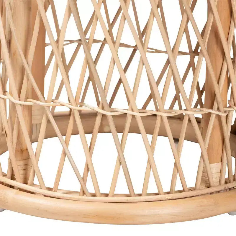 Pouf ottoman en rotin naturel Junius : Fait main, Bohème, Aucun assemblage requis