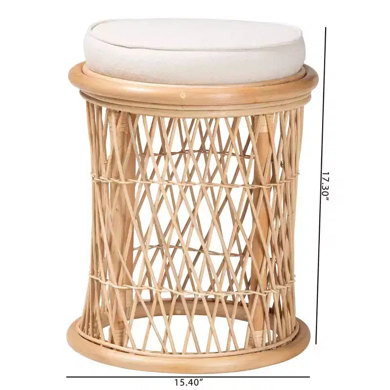 Pouf ottoman en rotin naturel Junius : Fait main, Bohème, Aucun assemblage requis