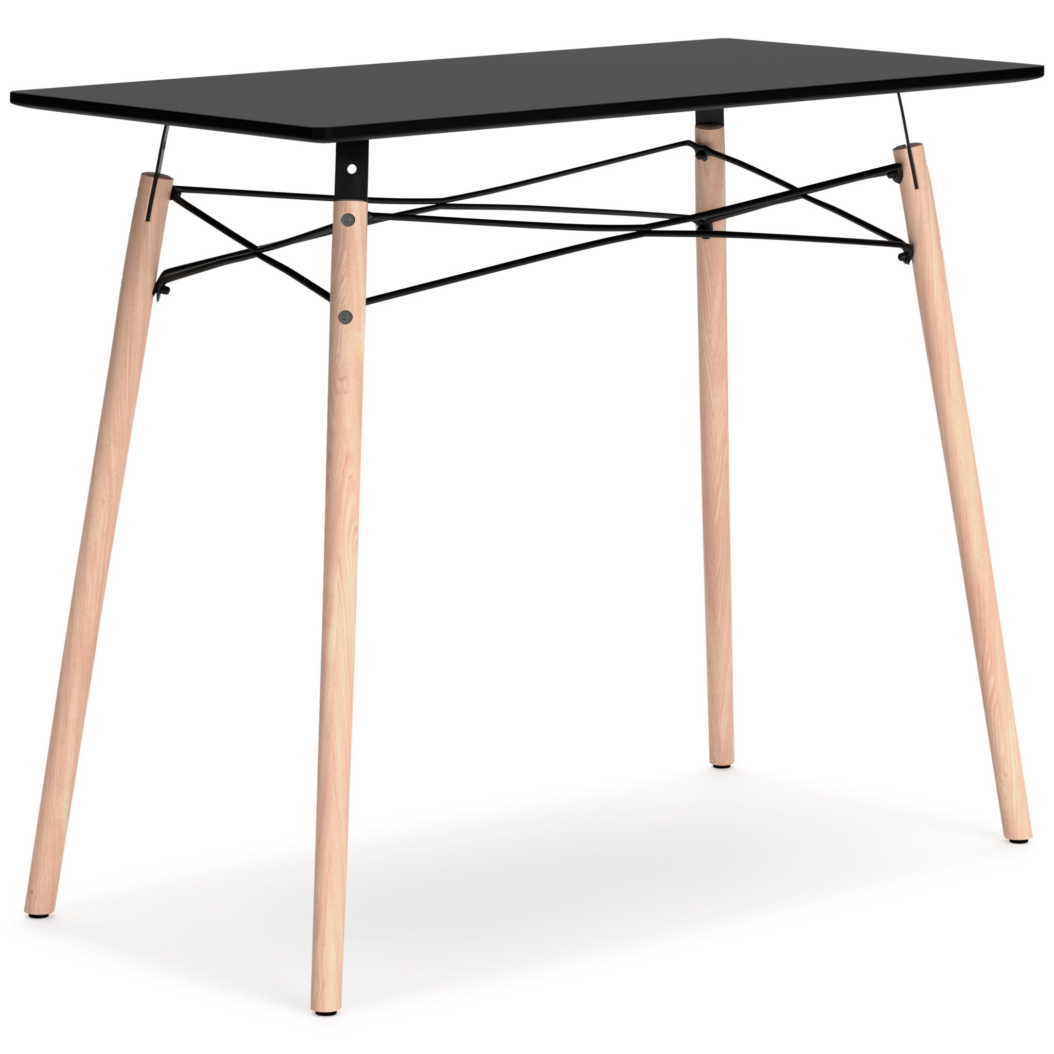 Jaspeni Modern Home Office Desk – Black Metal & Wood, Space-Saving