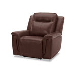 Fauteuil inclinable pivotant et motorisé – Cuir cognac, chargement USB, capacité de 158 kg