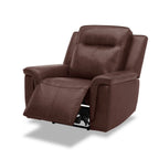 Fauteuil inclinable pivotant et motorisé – Cuir cognac, chargement USB, capacité de 158 kg