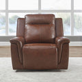 Swivel Glide Power Recliner – Cognac Leather, USB Charging, 350lb Capacity