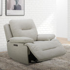 Fauteuil inclinable électrique avec support lombaire et mousse à mémoire de forme – Tissu gingembre, USB