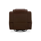 Fauteuil inclinable pivotant avec rangement intégré – Cuir châtaigne, porte-gobelets à LED