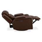 Fauteuil inclinable pivotant avec rangement intégré – Cuir châtaigne, porte-gobelets à LED