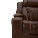 Fauteuil inclinable pivotant avec rangement intégré – Cuir châtaigne, porte-gobelets à LED