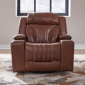 Swivel Glide Recliner with Hidden Storage – Chestnut Leather, LED Cupholders