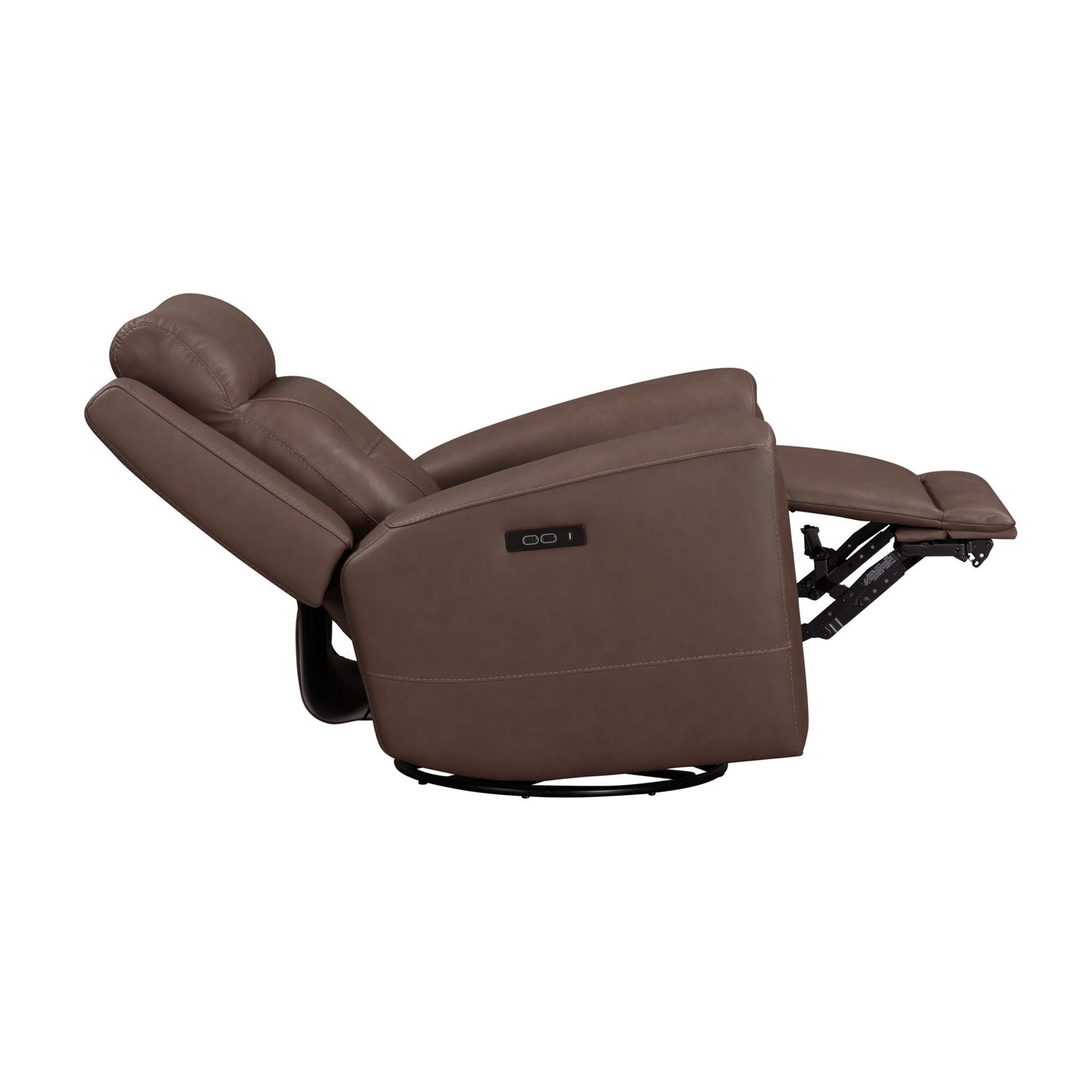 Swivel Glide Power Recliner – Saddle Leather, Tufted Back, USB Charging