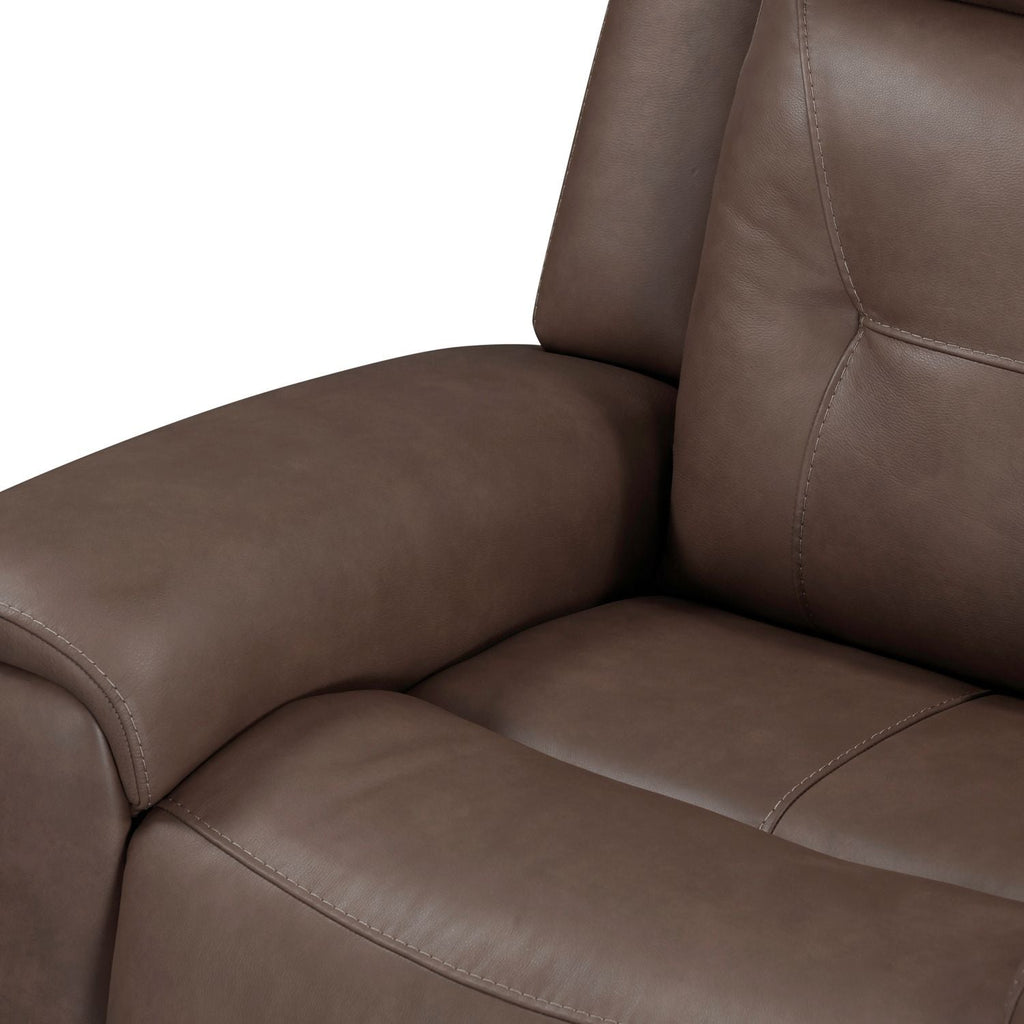 Swivel Glide Power Recliner – Saddle Leather, Tufted Back, USB Charging
