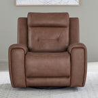 Fauteuil inclinable électrique pivotant – Cuir Saddle, dossier capitonné, port USB