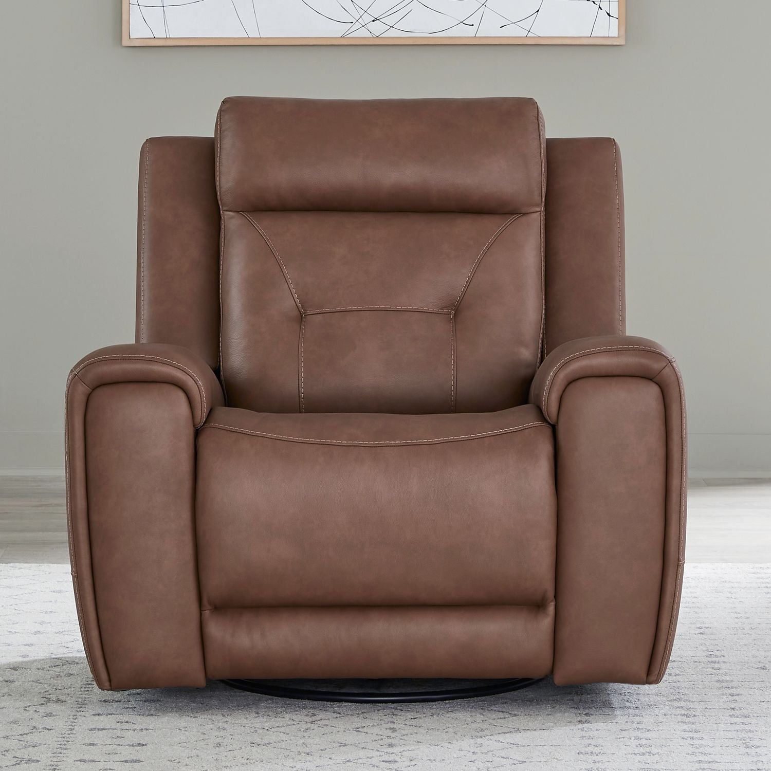 Swivel Glide Power Recliner – Saddle Leather, Tufted Back, USB Charging