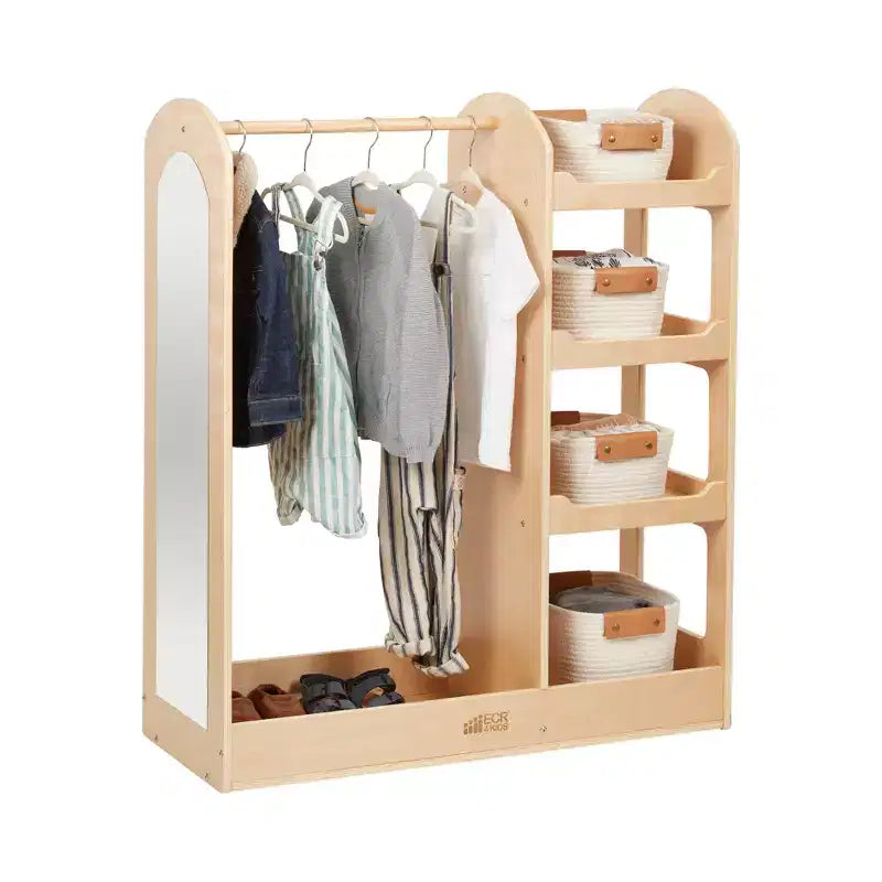 Centre d'habillage avec miroir, organisateur de costumes, meuble Montessori