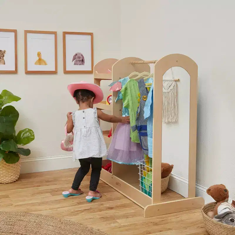 Centre d'habillage avec miroir, organisateur de costumes, meuble Montessori