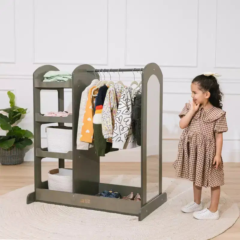 Centre d'habillage avec miroir, organisateur de costumes, meuble Montessori