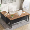 Bureau de direction 63 et classeur latéral 47, bureau d'ordinateur en L, mobilier de bureau avec tiroirs et étagères de rangement