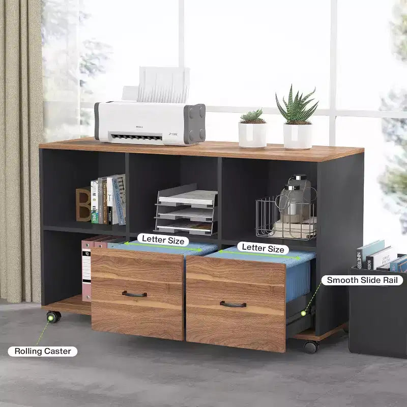 Bureau de direction 63 et classeur latéral 47, bureau d'ordinateur en L, mobilier de bureau avec tiroirs et étagères de rangement