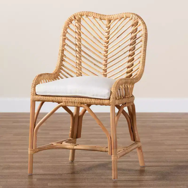 Chaise de salle à manger Arween en rotin naturel de style bohème moderne