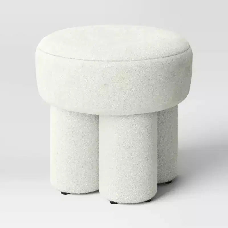 Tabouret ottoman d'appoint entièrement rembourré en bouclette