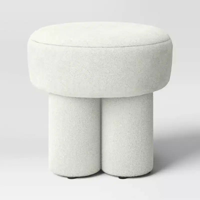 Tabouret ottoman d'appoint entièrement rembourré en bouclette