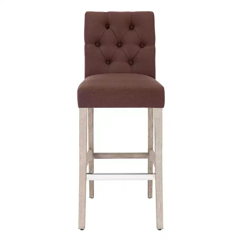 29 Tabouret de bar capitonné en lin, marron