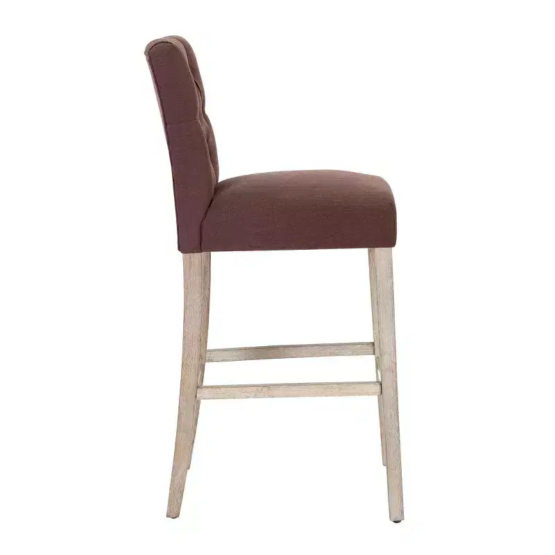 29 Tabouret de bar capitonné en lin, marron