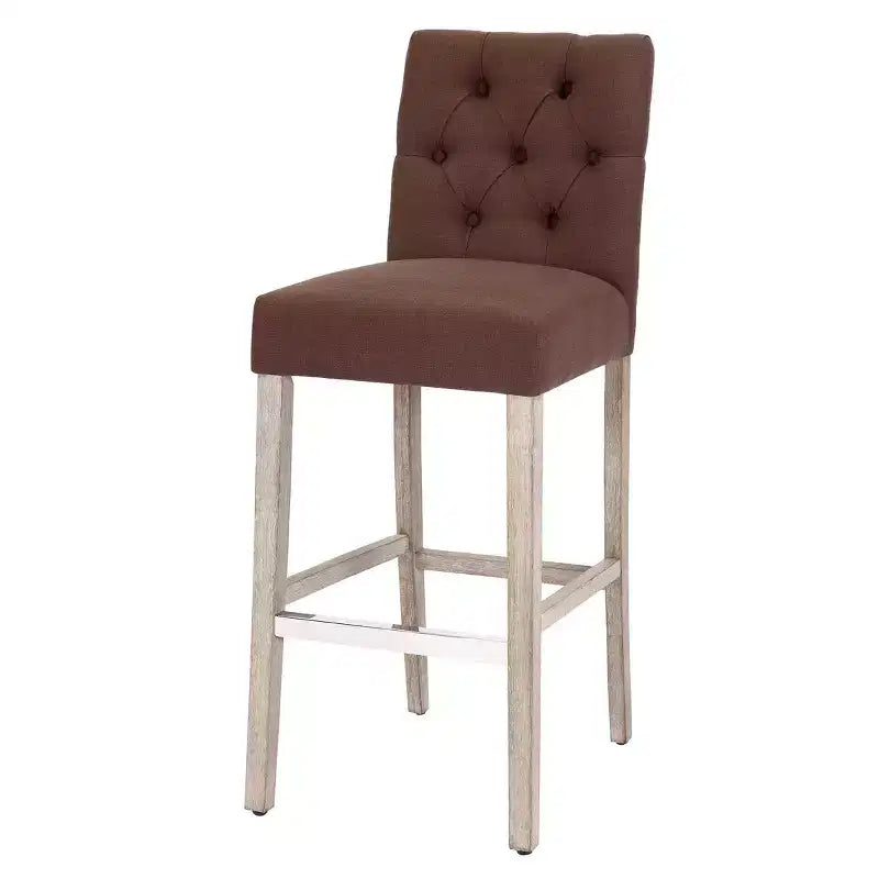 29 Tabouret de bar capitonné en lin, marron