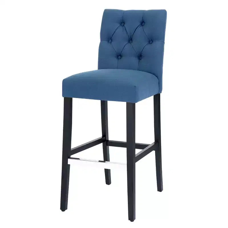 29 Chaise de bar rembourrée en tissu de lin capitonné, Thé