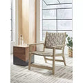 Fauteuil d'appoint Jameset en cuir tressé, taupe