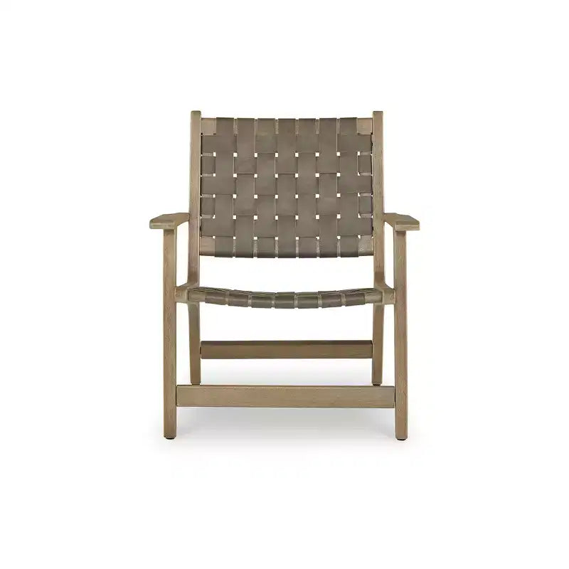 Fauteuil d'appoint Jameset en cuir tressé, taupe