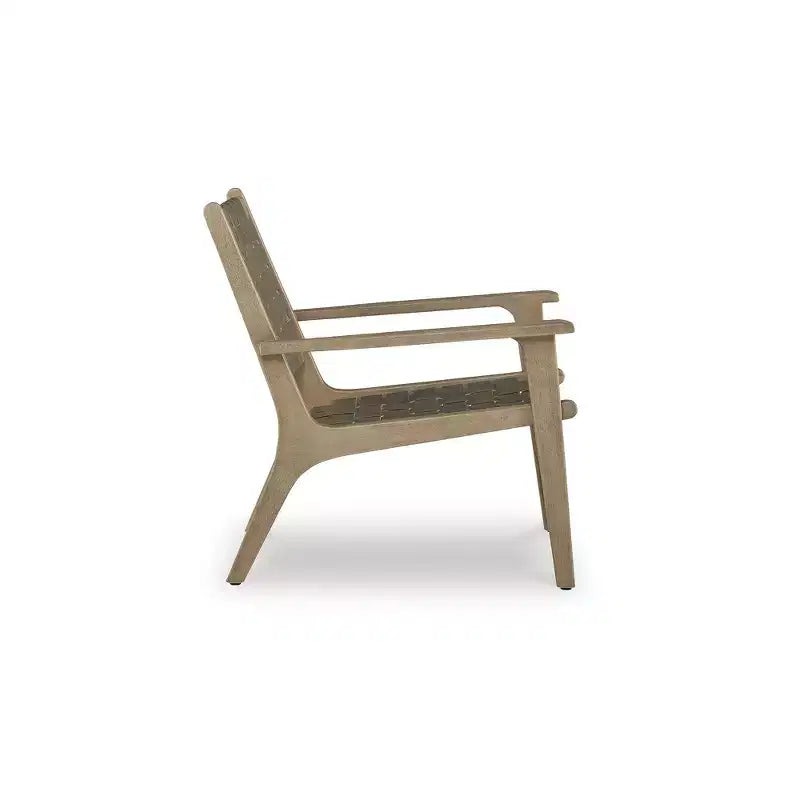 Fauteuil d'appoint Jameset en cuir tressé, taupe