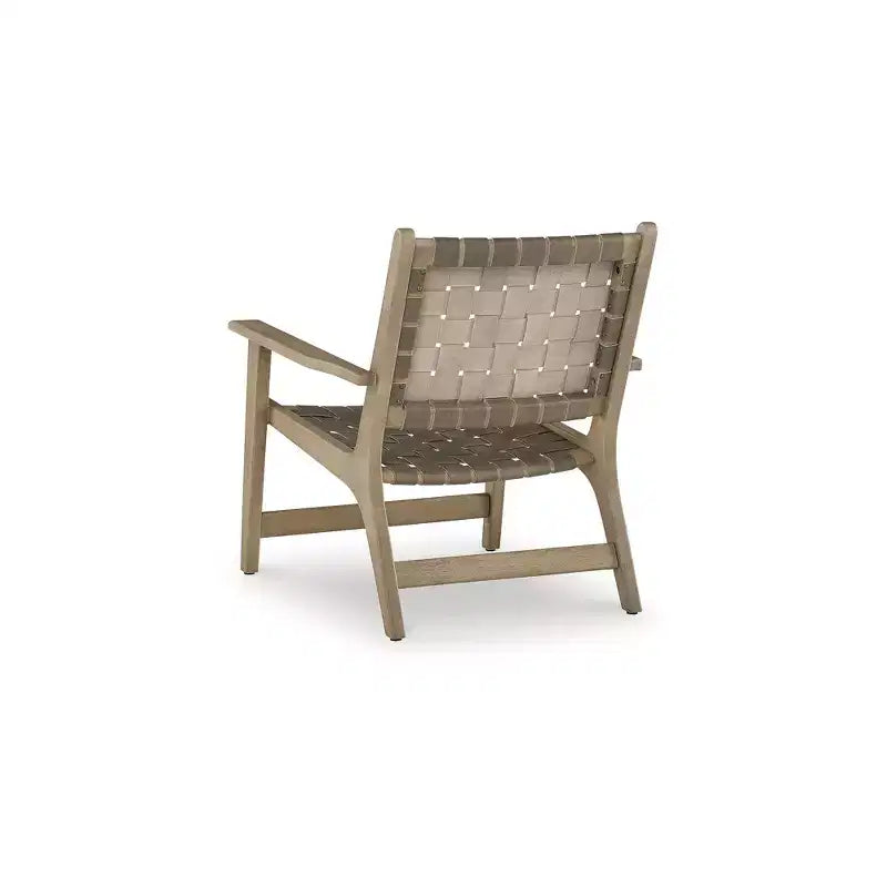 Fauteuil d'appoint Jameset en cuir tressé, taupe