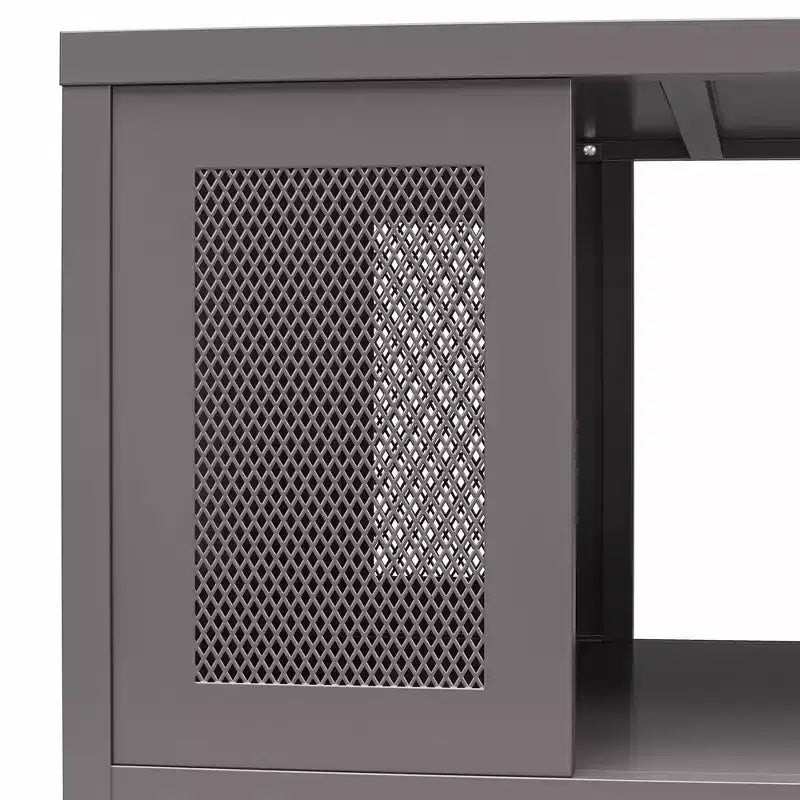 Table basse Shadwick en métal avec des accents de treillis métallique perforé