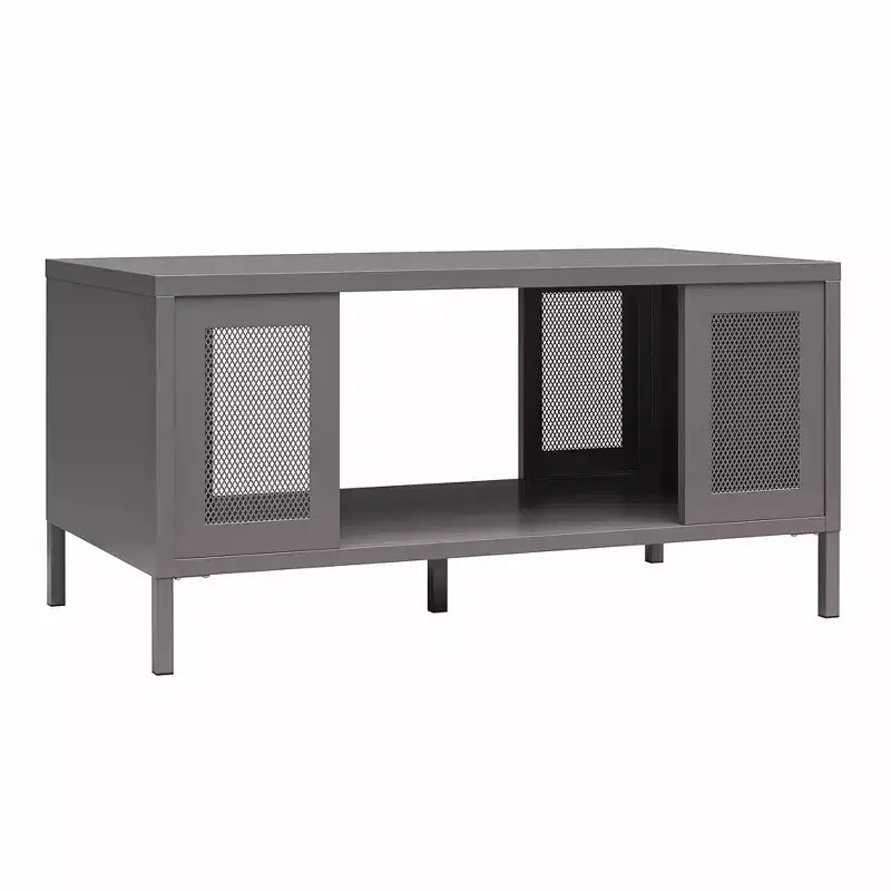 Table basse Shadwick en métal avec des accents de treillis métallique perforé