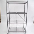 Étagère de rangement pliable en métal R5 à 4 niveaux avec roues, capacité de 450 kg pour la cuisine, le garage ou le jardin, étain, certifiée reconditionnée