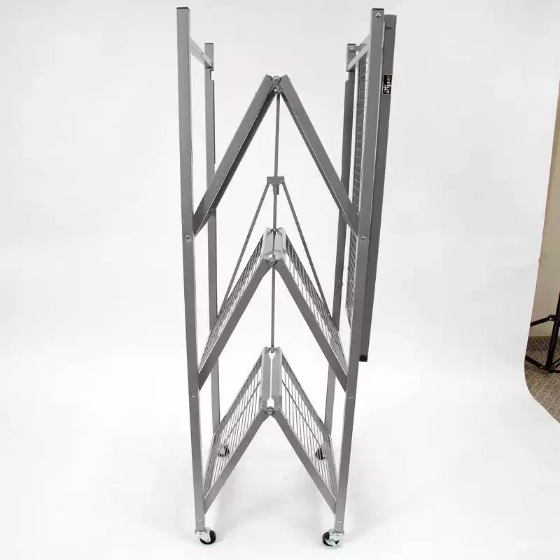 Étagère de rangement pliable en métal R5 à 4 niveaux avec roues, capacité de 450 kg pour la cuisine, le garage ou le jardin, étain, certifiée reconditionnée