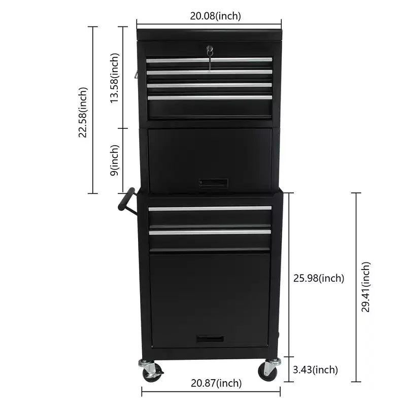 Servante à outils roulante 6 tiroirs avec roues, armoire de rangement à outils Meta avec boîte à outils supérieure détachable, chariot à outils sur roues pour atelier, entrepôt, garage