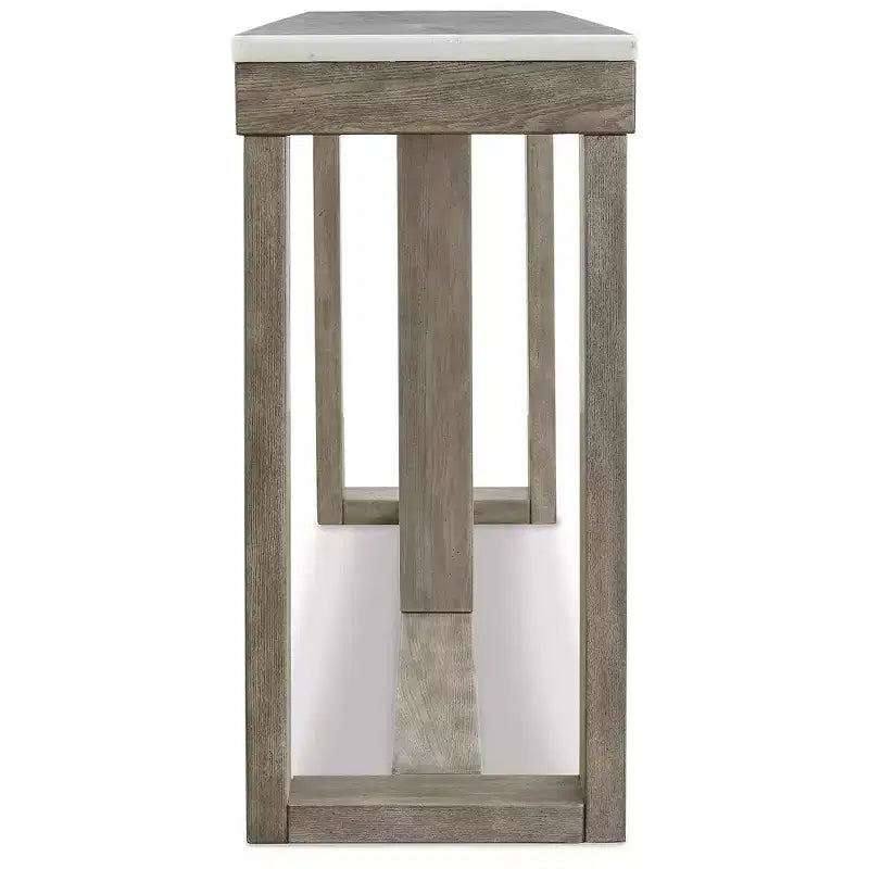 Signature Design by Ashley Loyaska Table console décontractée avec plateau en marbre, marron et blanc