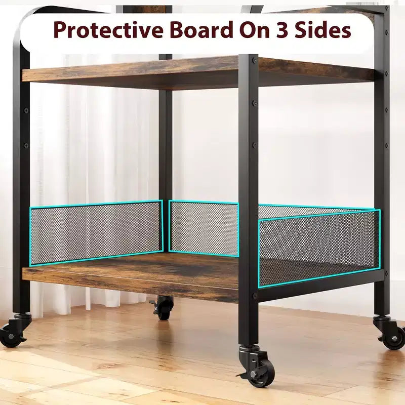 Grand support d'imprimante, support d'imprimante à roulettes pour bureau à domicile, table d'imprimante mobile à 3 niveaux avec étagère réglable