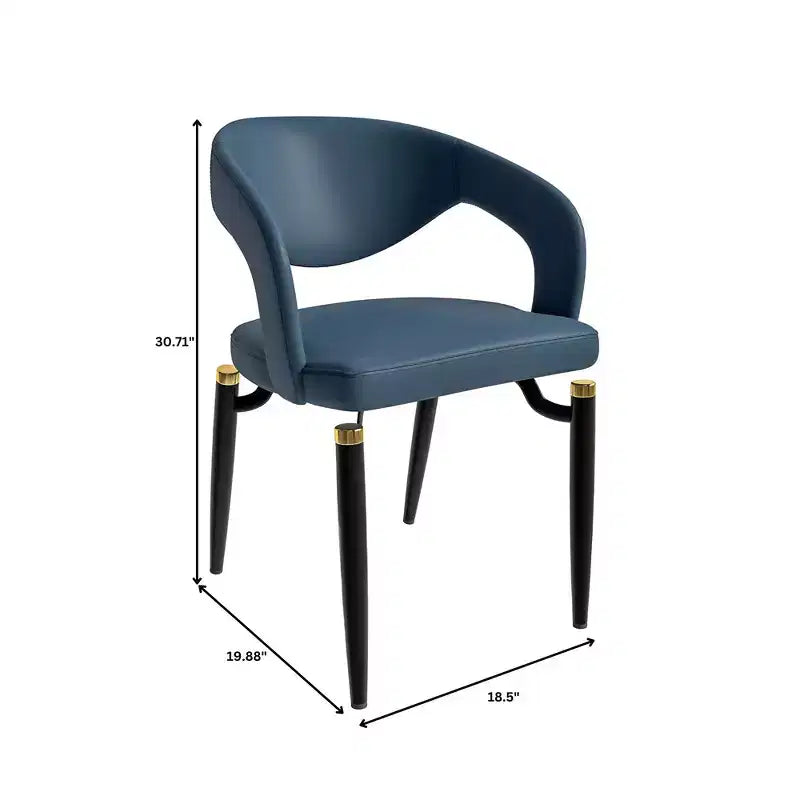 Chaise de salle à manger moderne Entice, assise en cuir rembourré avec dossier ouvert incurvé et pieds en métal, cuisine moderne, salle à manger, maison, sièges de café