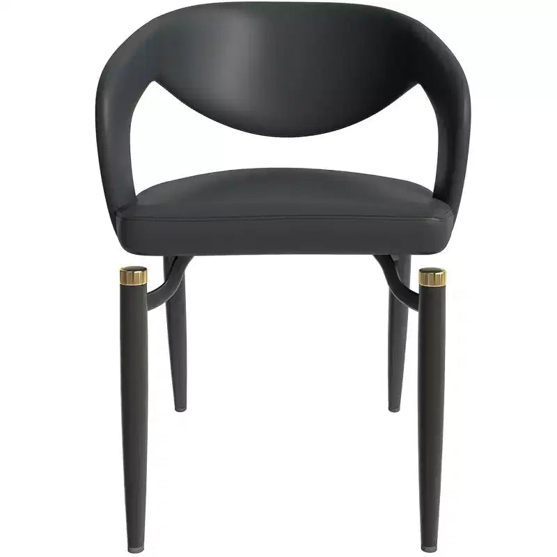 Chaise de salle à manger moderne Entice, assise en cuir rembourré avec dossier ouvert incurvé et pieds en métal, cuisine moderne, salle à manger, maison, sièges de café