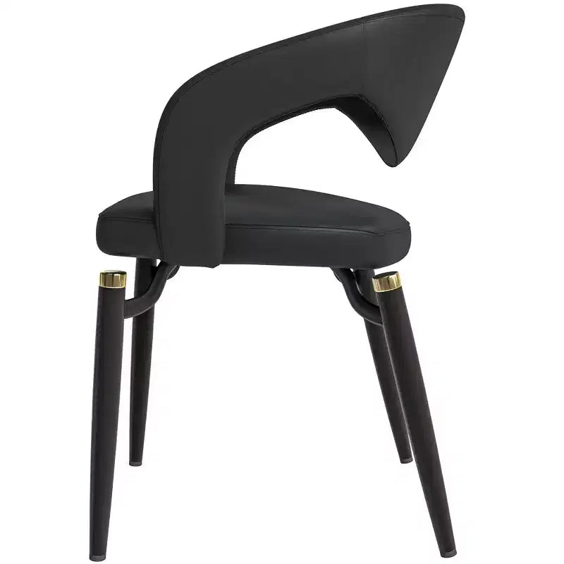 Chaise de salle à manger moderne Entice, assise en cuir rembourré avec dossier ouvert incurvé et pieds en métal, cuisine moderne, salle à manger, maison, sièges de café