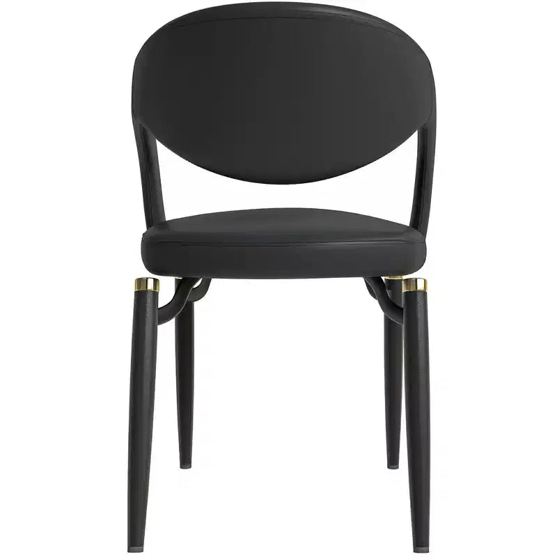 Chaise de salle à manger moderne Entice, assise en cuir rembourré avec dossier ouvert incurvé et pieds en métal, cuisine moderne, salle à manger, maison, sièges de café