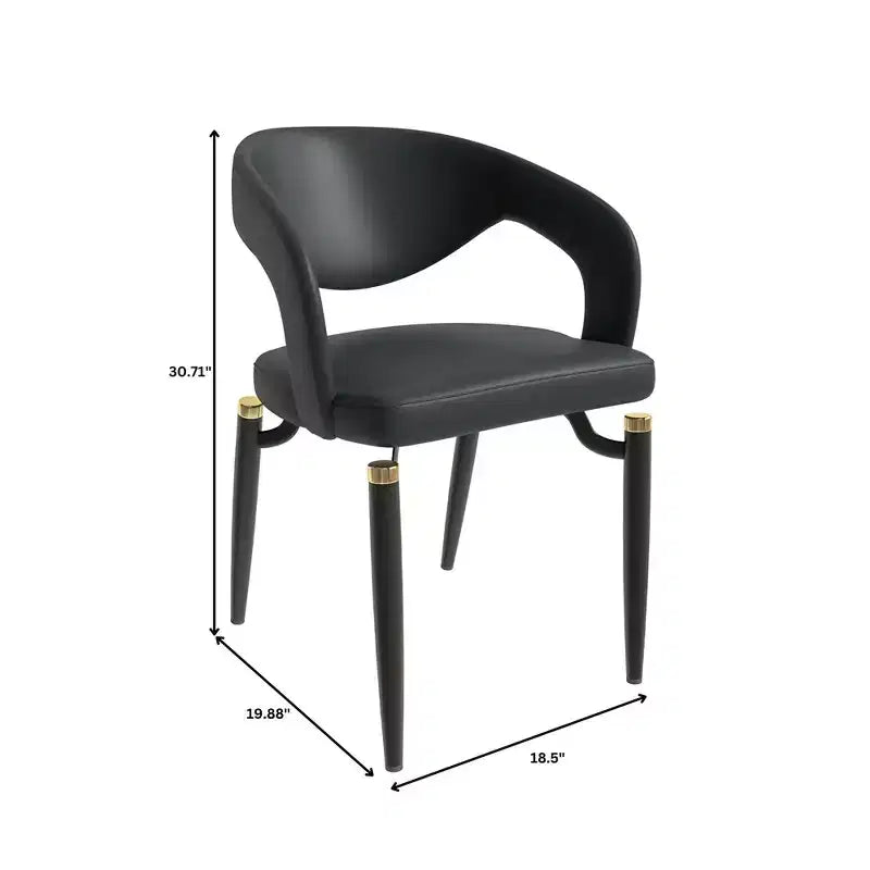 Chaise de salle à manger moderne Entice, assise en cuir rembourré avec dossier ouvert incurvé et pieds en métal, cuisine moderne, salle à manger, maison, sièges de café